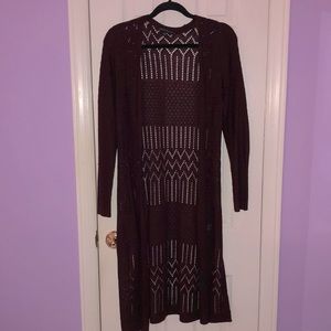 Body length purple/dark maroon cardigan